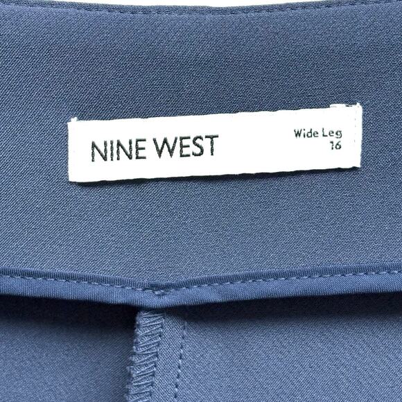 Nine West Blue Wide Leg Dress Pants, Side Zipper, Plus Size 16 - Picture 3 of 7